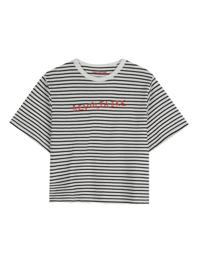 Zadig & Voltaire Kids' Striped-pattern Short-sleeved T-shirt In White