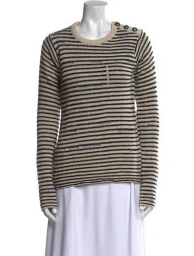 Pre-owned Zadig & Voltaire Striped Scoop Neck Sweater In White