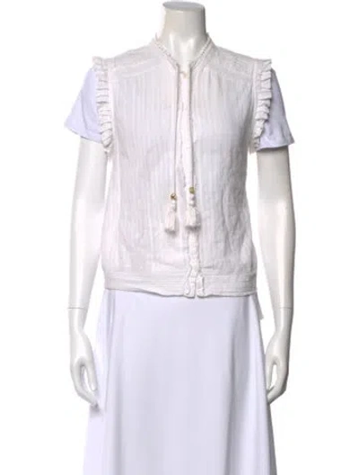 Pre-owned Zadig & Voltaire Striped Short Sleeve Blouse In Neutral