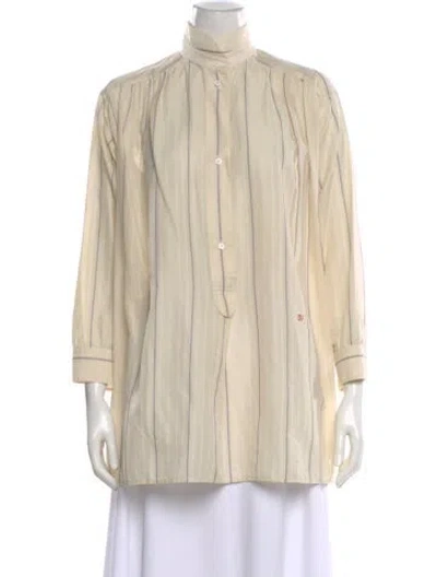 Pre-owned Zadig & Voltaire Striped Three-quarter Sleeve Tunic In Neutral