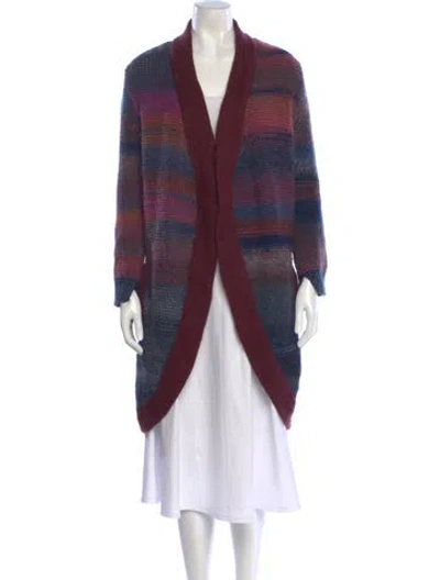 Pre-owned Zadig & Voltaire Striped V-neck Sweater In Burgundy