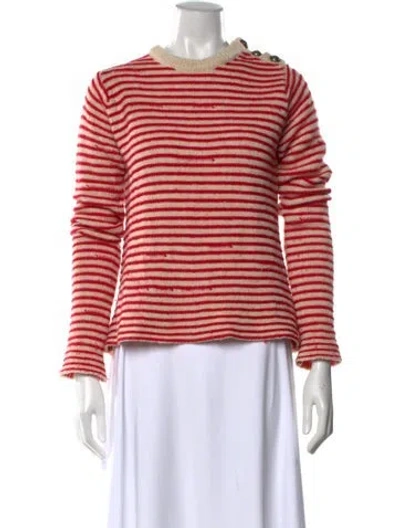 Pre-owned Zadig & Voltaire Striped V-neck Sweater In Red