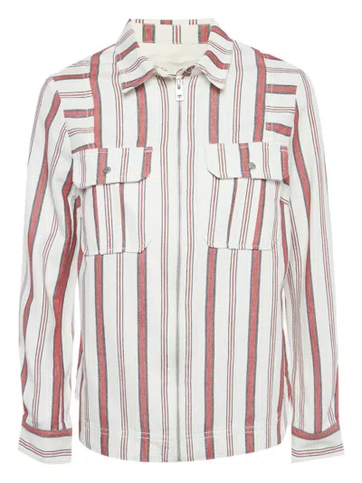 Pre-owned Zadig & Voltaire Striped Zip Jacket In White