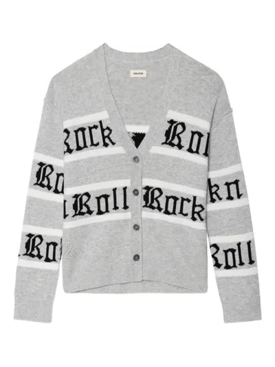 Zadig & Voltaire Stripes Cardigan In Gray