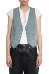 Zadig & Voltaire Womens Light Blue Gillier V-neck Patch-pocket Denim Waistcoat In Blue