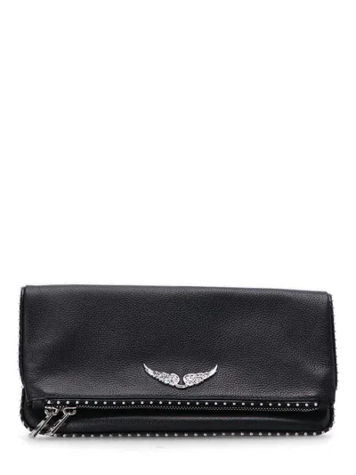 Zadig & Voltaire Stud-embellished Chain-linked Shoulder Bag In Black