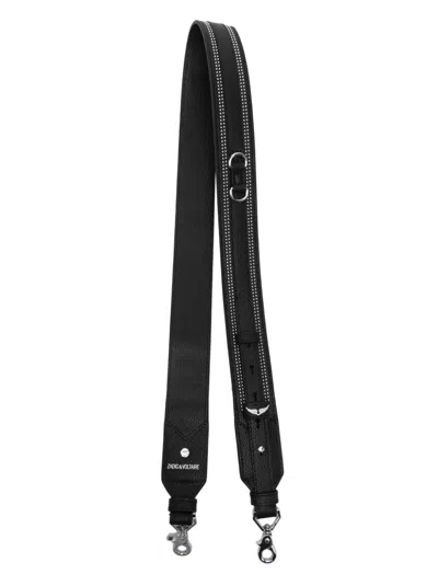 Zadig & Voltaire Stud-embellished Leather Shoulder Strap In Black