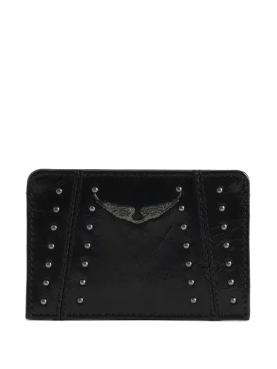 Zadig & Voltaire Studded Card Holder In Black