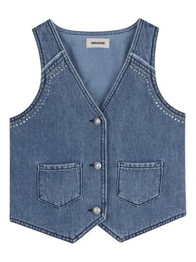 Zadig & Voltaire Kids' Studded-detail Vest In Blue