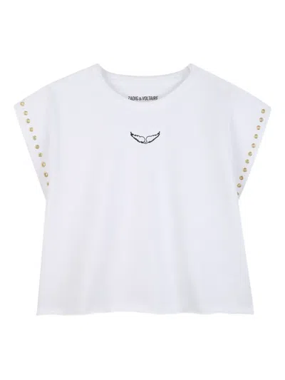 Zadig & Voltaire Kids' Studded Graphic-print T-shirt In White