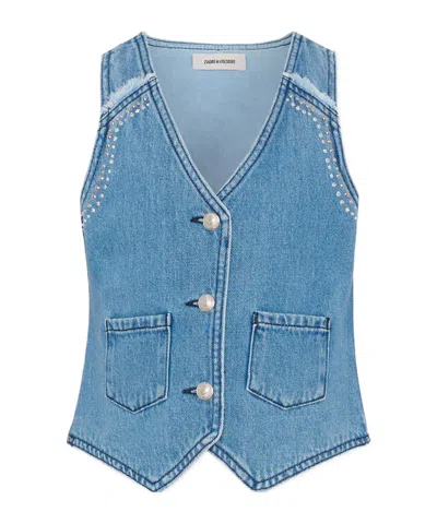 Zadig & Voltaire Studded-detail Vest In Blue