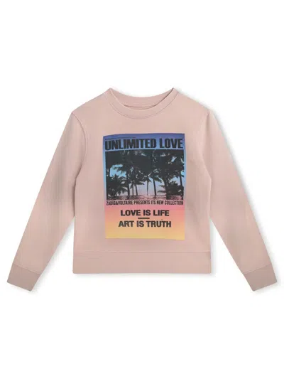 Zadig & Voltaire Stylish Mini Sweatshirt For Girls In Brown