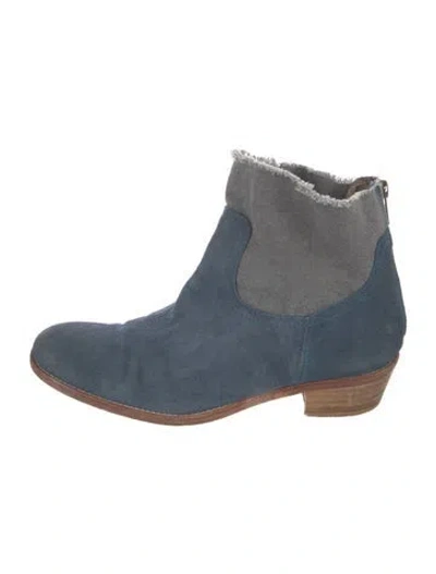 Pre-owned Zadig & Voltaire Suede Colorblock Pattern Boots In Blue