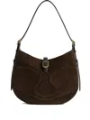 Zadig & Voltaire Suede Curved Shoulder Bag In Brown