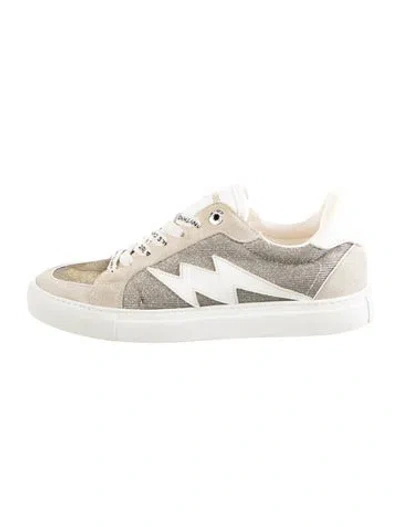 Pre-owned Zadig & Voltaire Suede Graphic Print Sneakers In Gold