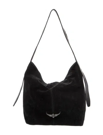 Pre-owned Zadig & Voltaire Suede Hobo In Black