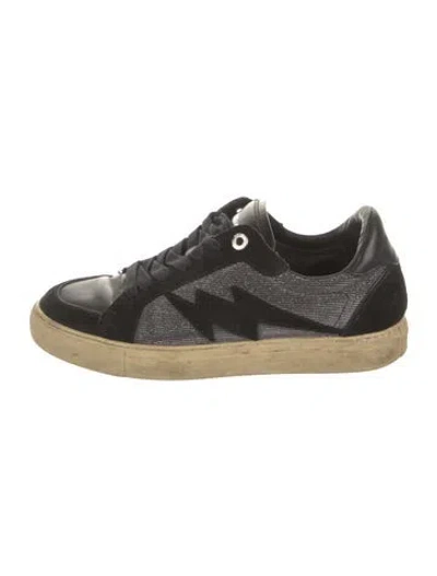 Pre-owned Zadig & Voltaire Suede Printed Sneakers In Black