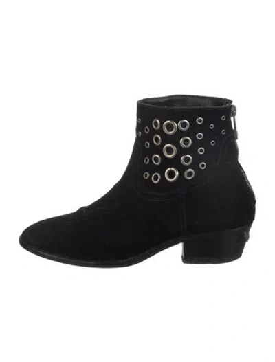 Pre-owned Zadig & Voltaire Suede Studded Accents Sock Boots In Black