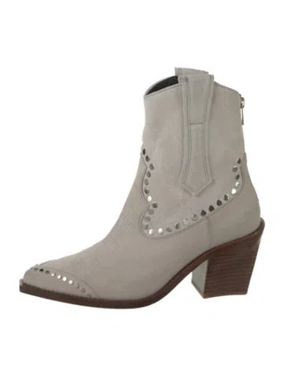 Pre-owned Zadig & Voltaire Suede Studded Accents Western Boots In Neutrals
