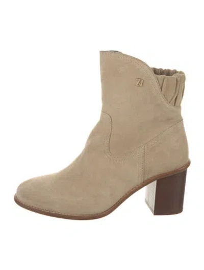 Pre-owned Zadig & Voltaire Suede Western Boots In Neutrals