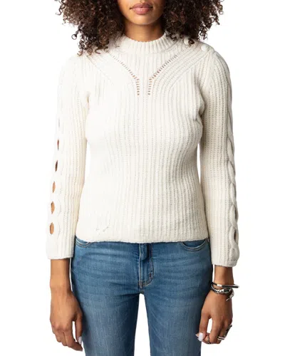 Zadig & Voltaire Sulky We Cable Wool Sweater In White