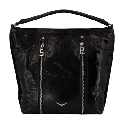 ZADIG & VOLTAIRE ZADIG & VOLTAIRE SUNNY HOBO SHOULDER BAG - LEATHER - BLACK