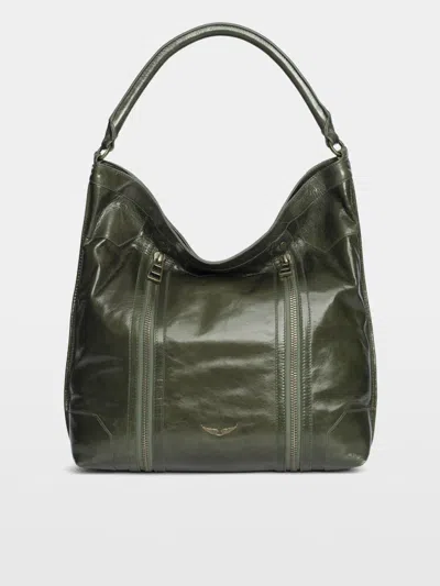 Zadig & Voltaire Sunny Hobo Vintage Patent Bag In Black