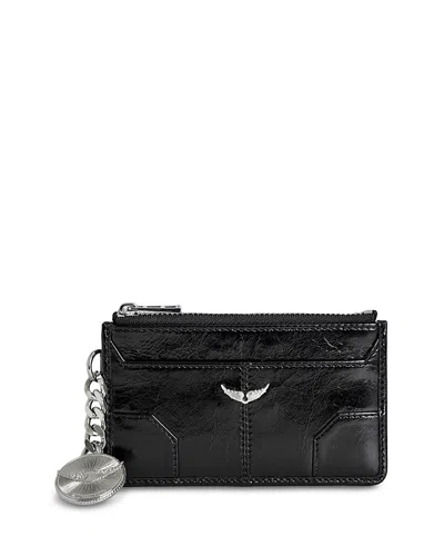 Zadig & Voltaire Sunny Leather Card Case In Black