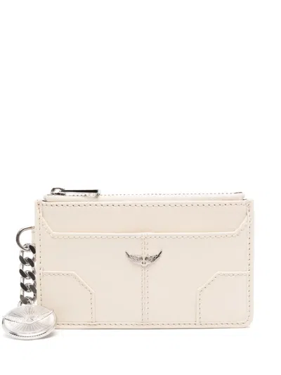 Zadig & Voltaire Sunny Leather Card Holder In Neutrals