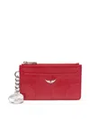Zadig & Voltaire Sunny Leather Card Holder In Red
