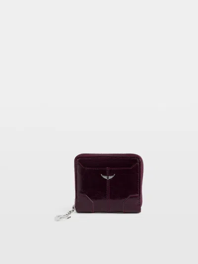 Zadig & Voltaire Sunny Mini Vintage Patent Coin Purse In Purple