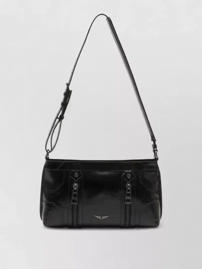 Zadig & Voltaire Sunny Moody Vintage Crossbody Leather Shoulder Bag In Black