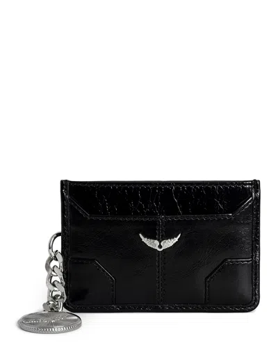 Zadig & Voltaire Sunny Pass Leather Card Holder In Black