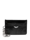 Zadig & Voltaire Sunny Pass Leather Card Holder In Black