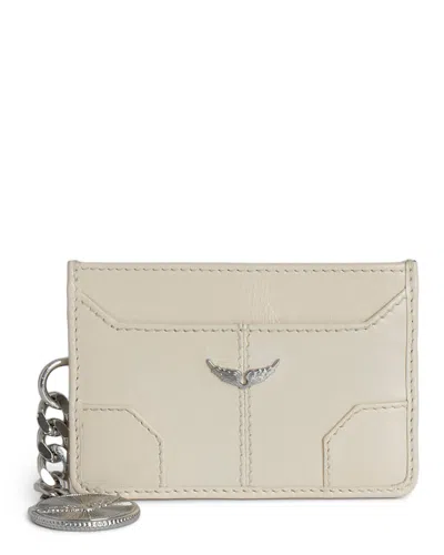 Zadig & Voltaire Sunny Pass Leather Card Holder In Neutral