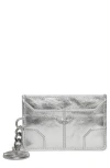 Zadig & Voltaire Sunny Pass Metallic Leather Card Case In Silver