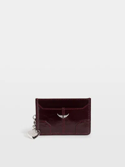 Zadig & Voltaire Sunny Pass Vintage Patent Card Holder In Deep Purple