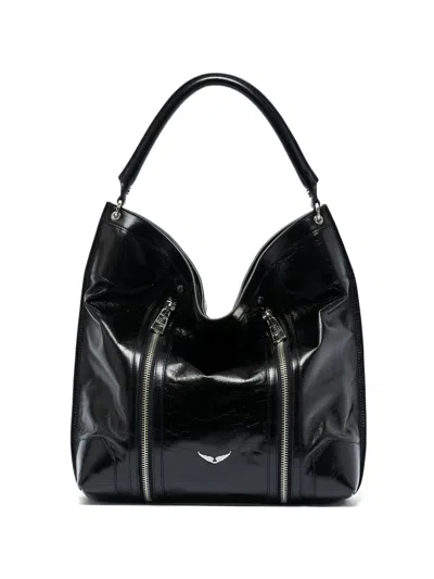 Zadig & Voltaire Sunny Patent Leather Shoulder Bag In Black