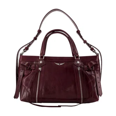 Zadig & Voltaire Madison Small Vintage Patent Bag In Burgundy