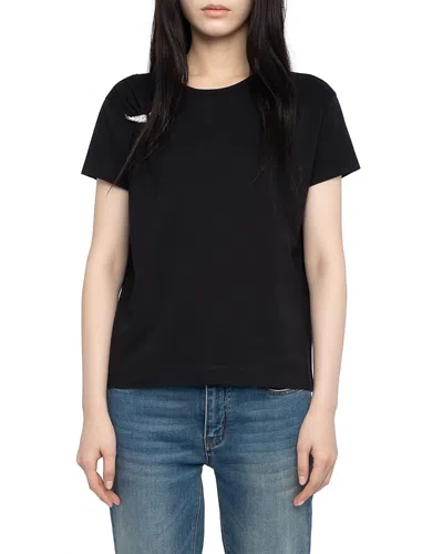 Zadig & Voltaire Suzan Wing Brooch T Shirt In Black