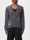 Zadig & Voltaire Mirkaz West Graph Embroidered Cashmere Cardigan In Gray