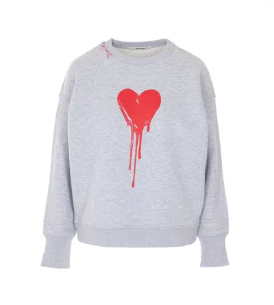 Zadig & Voltaire Womens Gris Chine Clai Oscar Heart-print Long-sleeve Cotton-jersey Sweatshirt In Gray