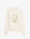 Zadig & Voltaire Womens Ecru Miss Round-neck Skull-embellished Cashmere Jumper In Neutral