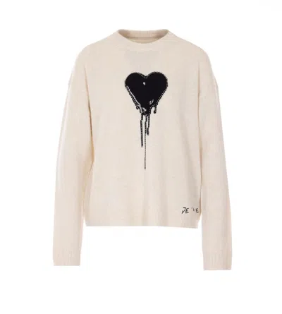 Zadig & Voltaire Womens Eggshell Markuz Heart-intarsia Cashmere Jumper In Neutral