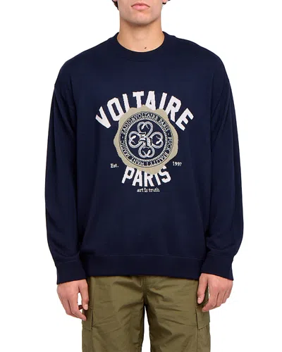 Zadig & Voltaire Swonny Logo Crewneck Sweatshirt In Blue
