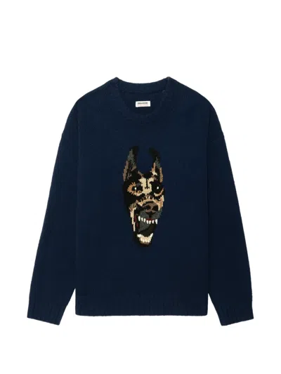Zadig & Voltaire Swonny Doberman Knit Sweater In Blue