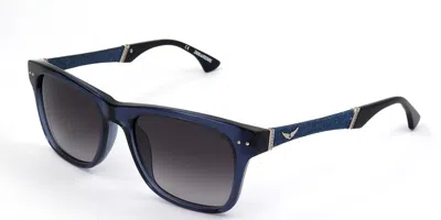 Zadig & Voltaire Szv006 Agqj Occhiali Da Sole Blu Per Uomo In Black