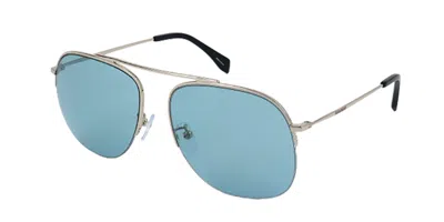 Zadig & Voltaire Szv148 579g Occhiali Da Sole Argentati Per Uomo In Multi