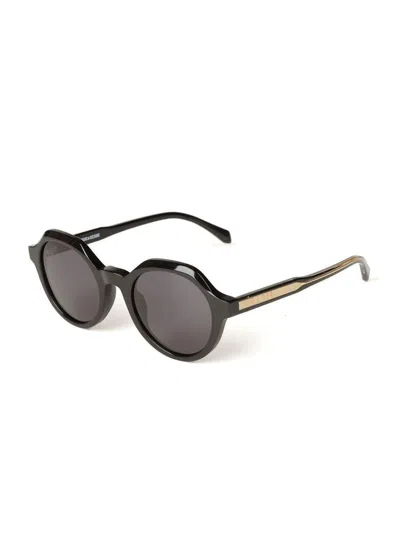 Zadig & Voltaire Szv453 Round Acetate Sunglasses In Black