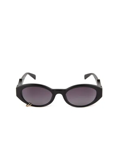 Zadig & Voltaire Szv502v Oval Acetate Sunglasses In Black